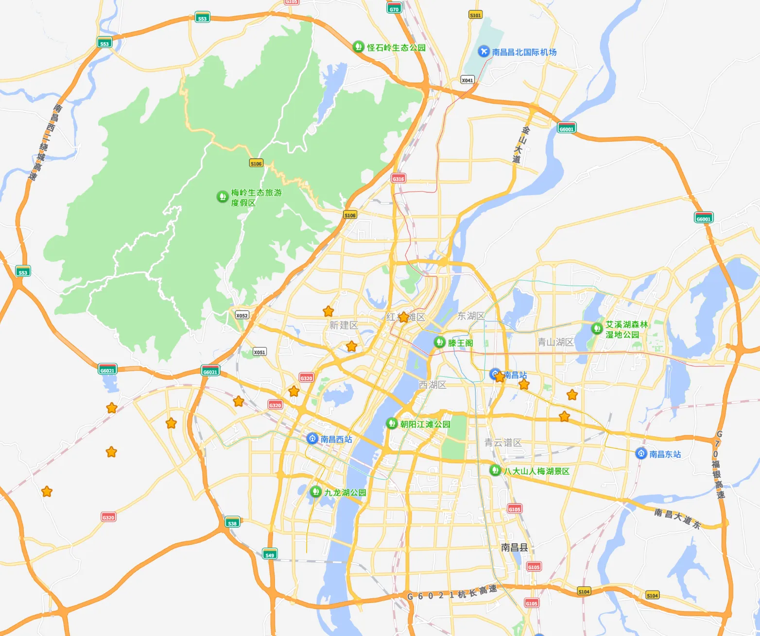 整个西北角的绿色区域都叫西山