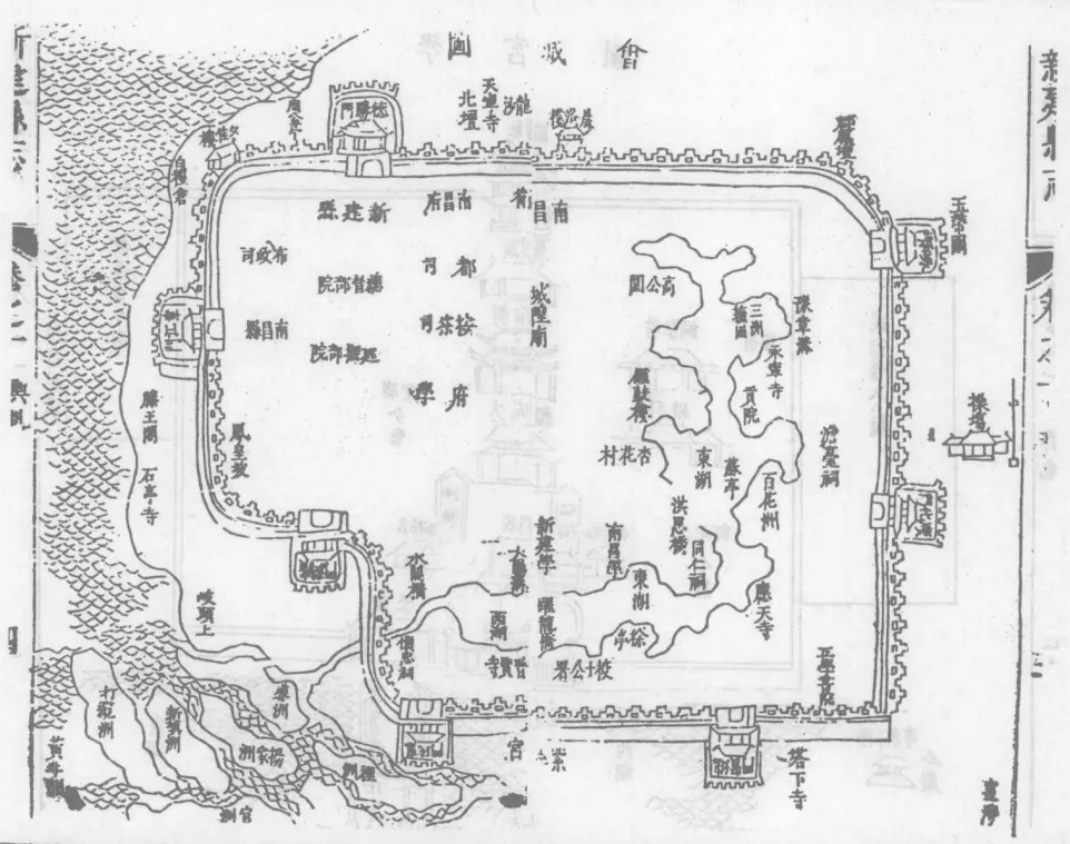 康熙县志中的会城图，画得更简略一些，但布局没有变化