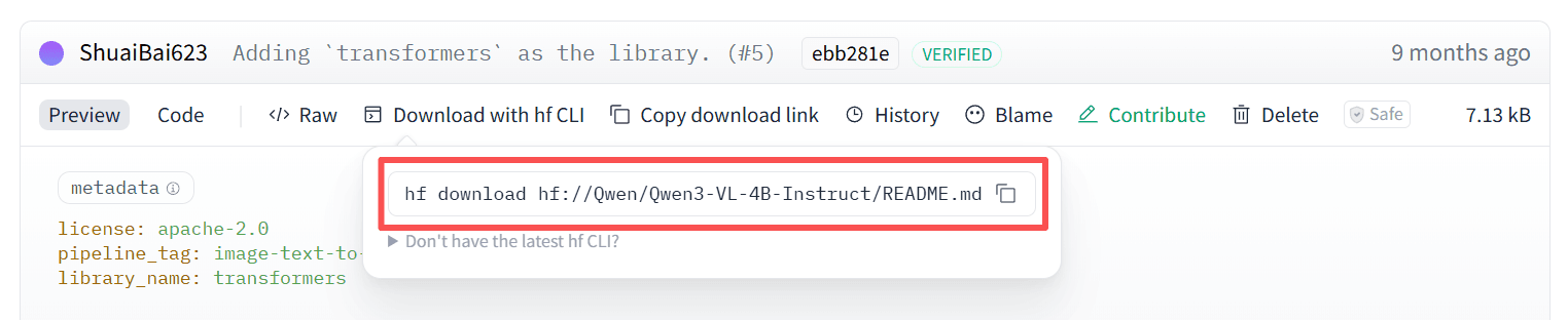 Download with hf CLI